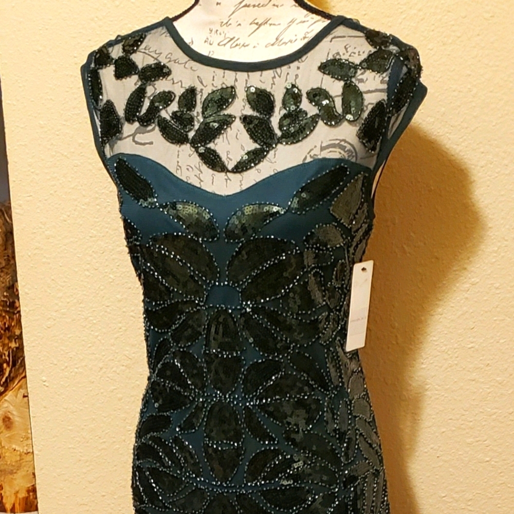 Green floor length gown